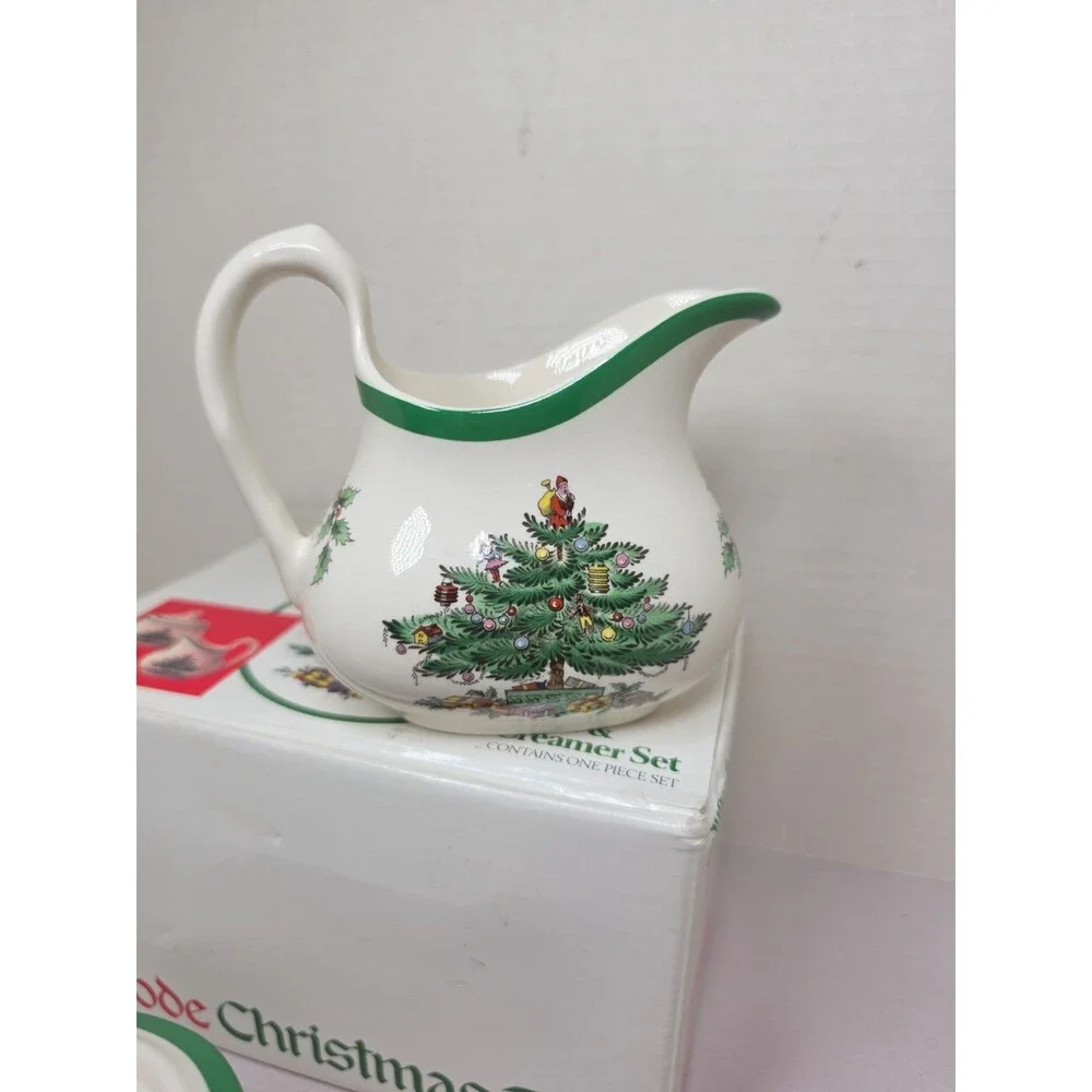 NIB Vintage Spode Christmas Tree Sugar & Creamer Set Made in England